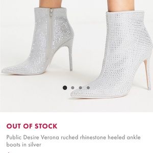 Public Desire Verona rhinestone heeled ankle boot in silver-SZ 8 OUT OF STOCK!
